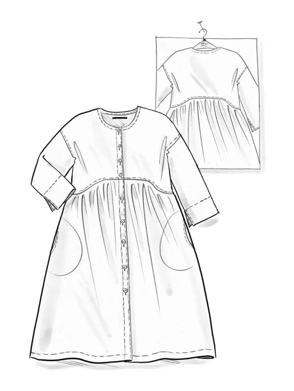 Gudrun Sjoden Dress green Agnes Teal Bracelet Sleeve Tiered Midi button front L - Picture 4 of 11